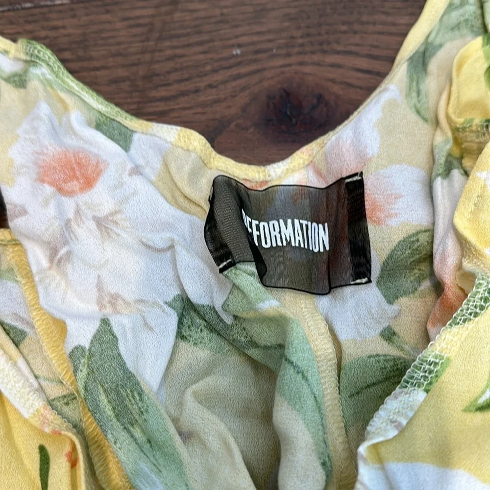 Reformation Yellow Floral Wrap Midi Dress - Picture 4 of 5
